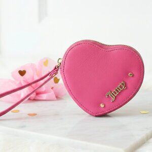 Juicy Couture | Pink Heart Studded Zip Wristlet & Bag Charm | Gold Hardware